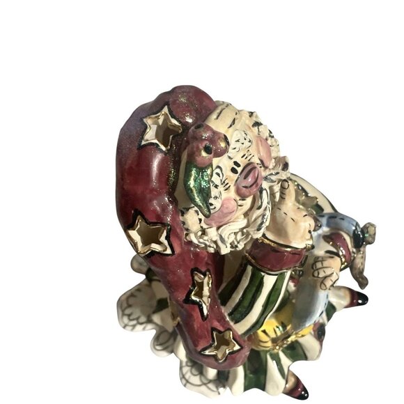 Blue Sky Clayworks Ceramic Santa Figurine W/ Stars & Animals 7.5" Christmas Deco - Picture 4 of 10